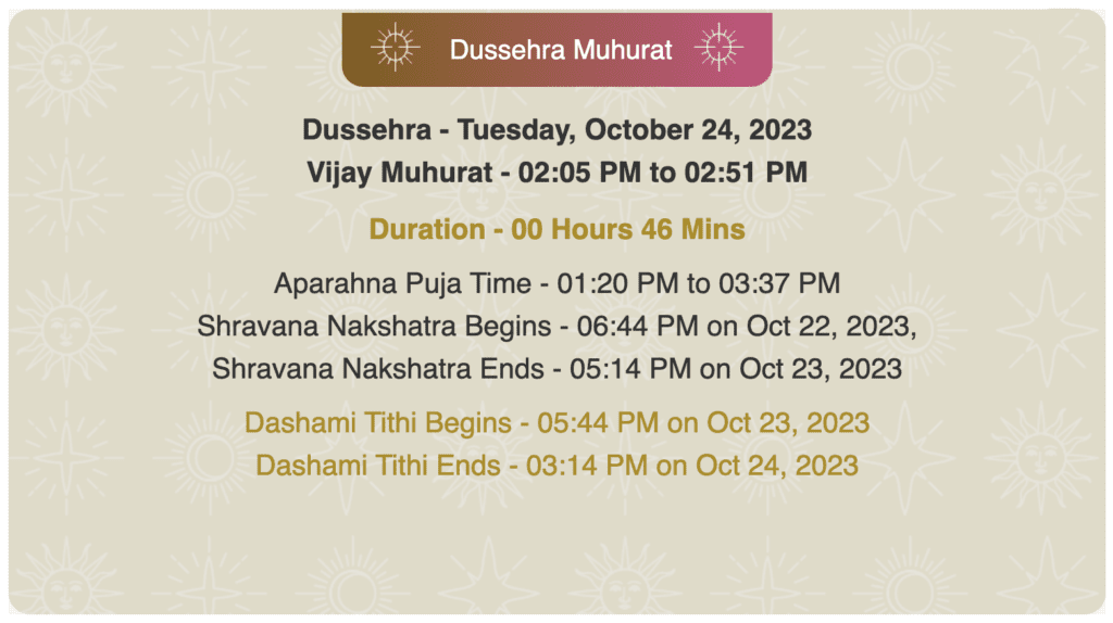 Dussehra 2023 Date & Vijaya Mahurat